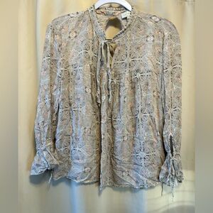 Lucky Brand Women's Blouse in Light Blue and Pink